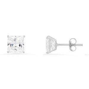 Real 10k White Gold Diamond Stud Earrings - 2.50 CTW